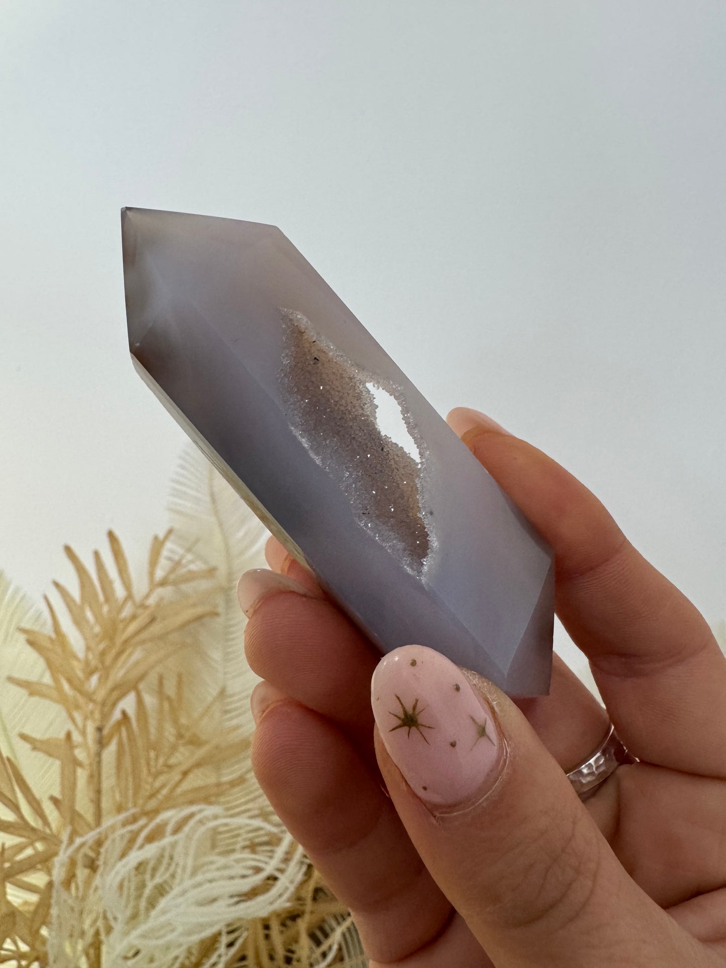 Agate Druzy double terminated points