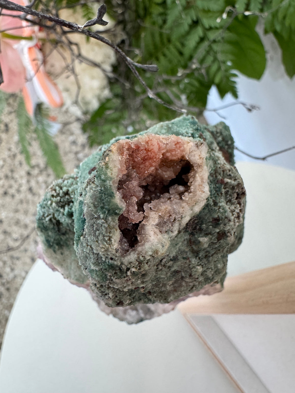 Pink Amethyst Cluster on stand