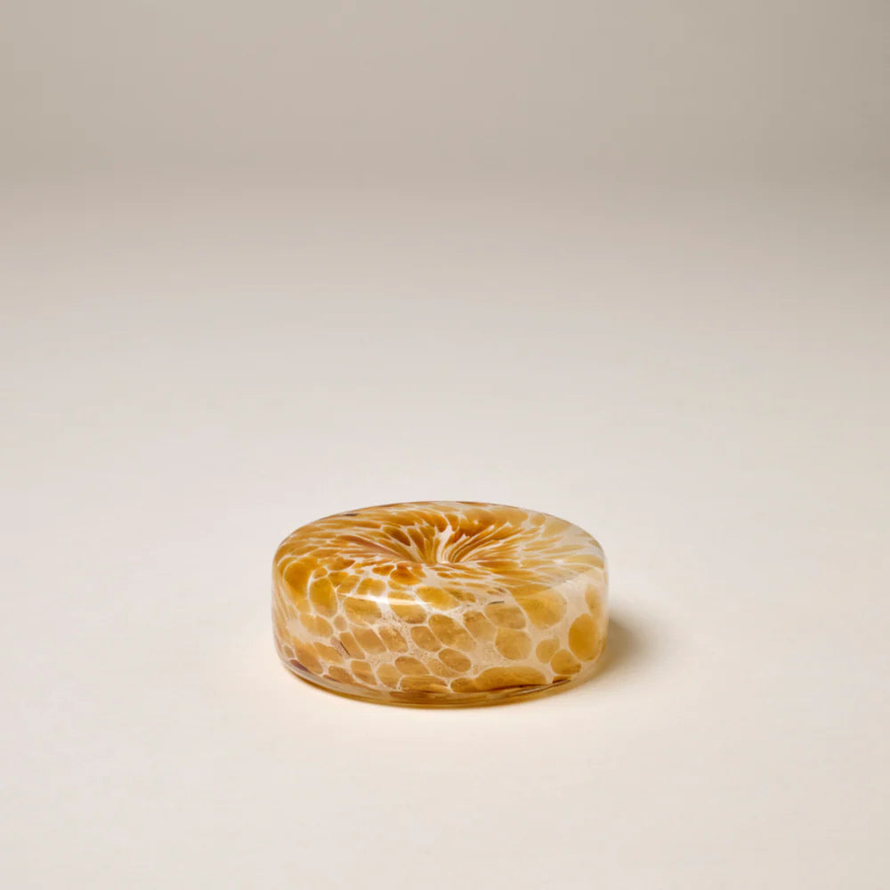Glass Incense Holder - Brown Marble