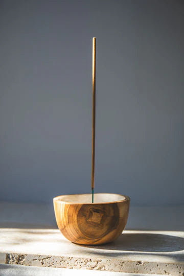 SHELL LINED CUP - TEAK WOOD INCENSE HOLDER