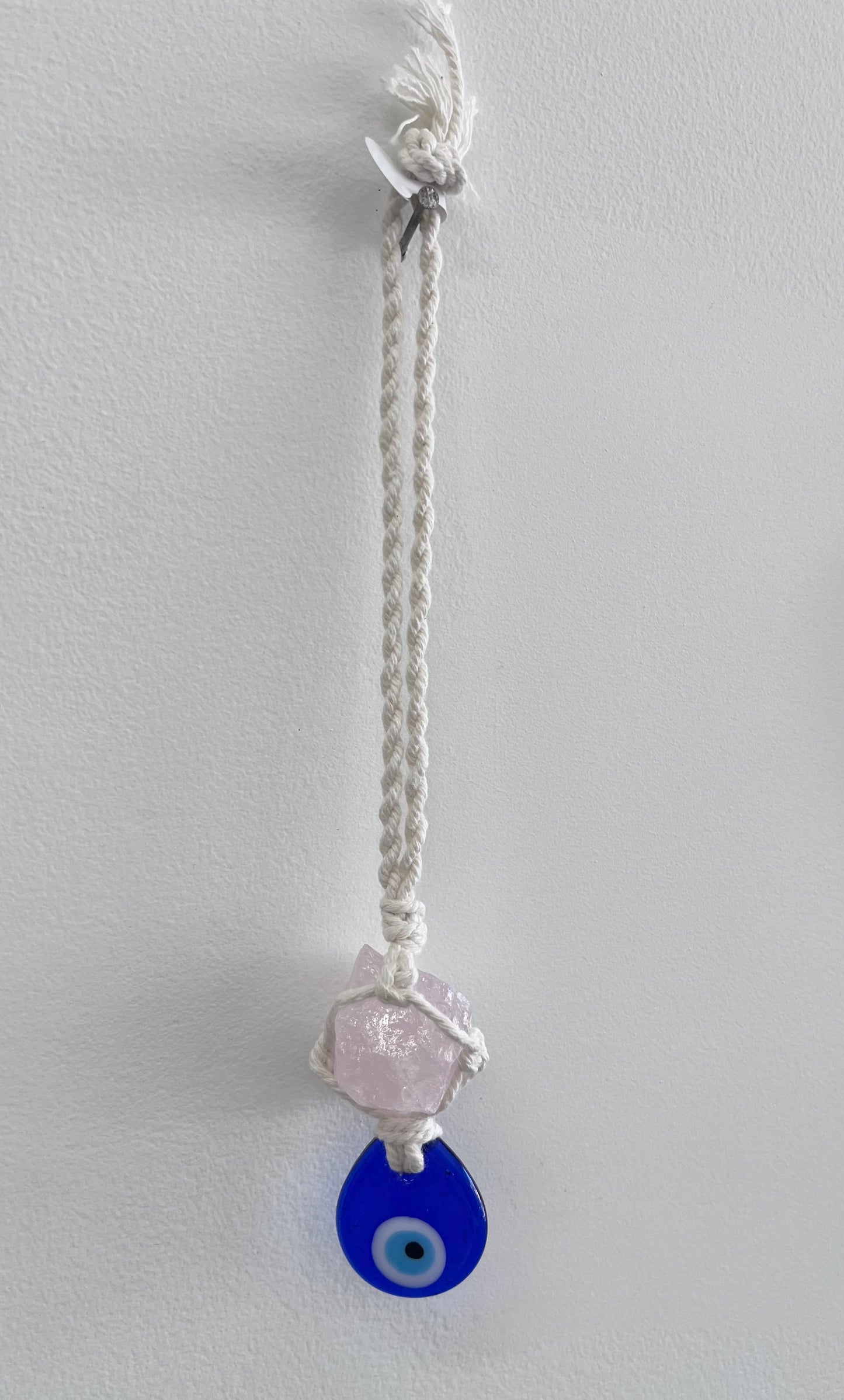 Rose Quartz and Evil Eye Hangers