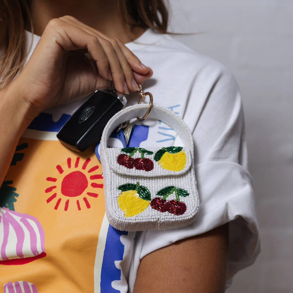 Mini Beaded handbag keychain