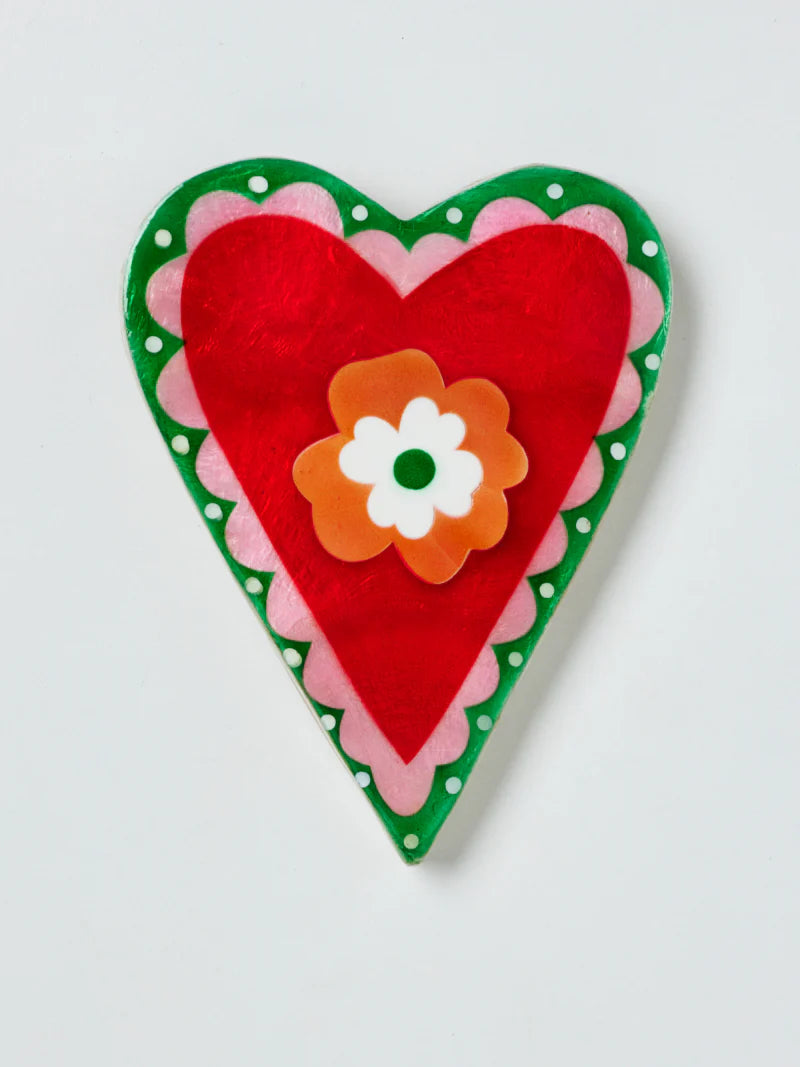 Poppy red heart wall tile