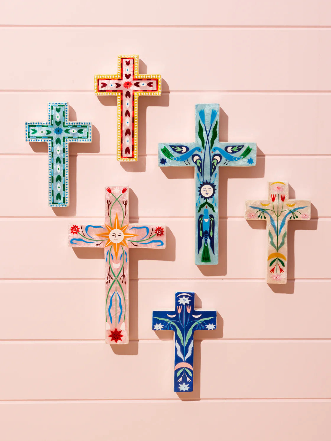 FABLE PINK FLORAL SMALL CROSS