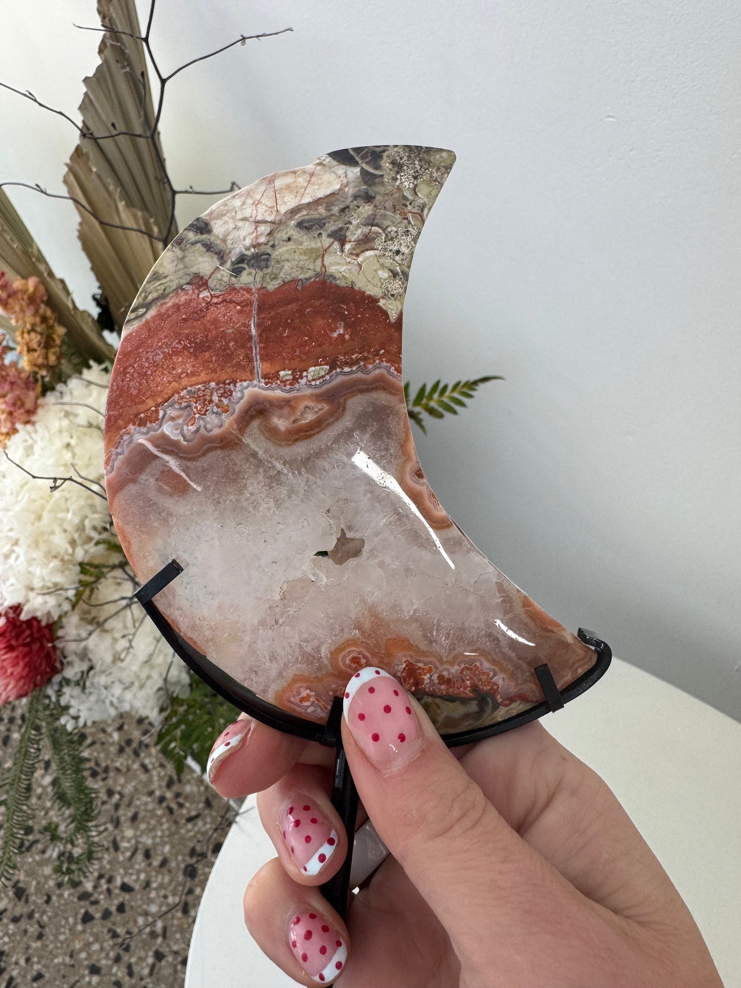 Money Agate Moon on stand