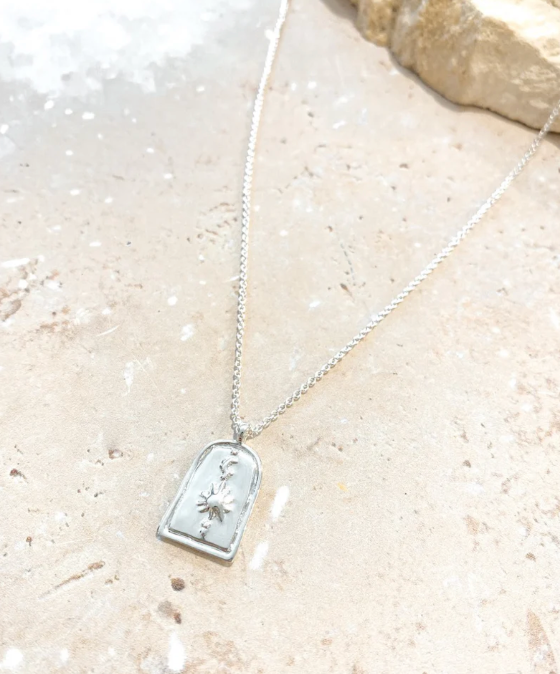 Sun Charm Silver Plated Necklace