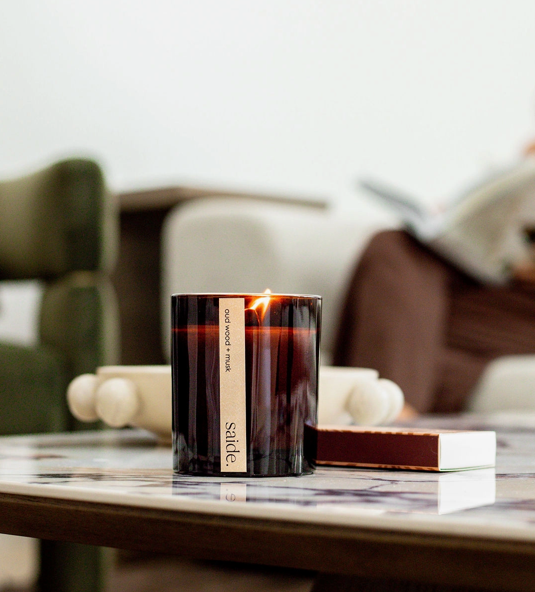 Saide - Amber wood wick candle - Vanilla & Oakmoss