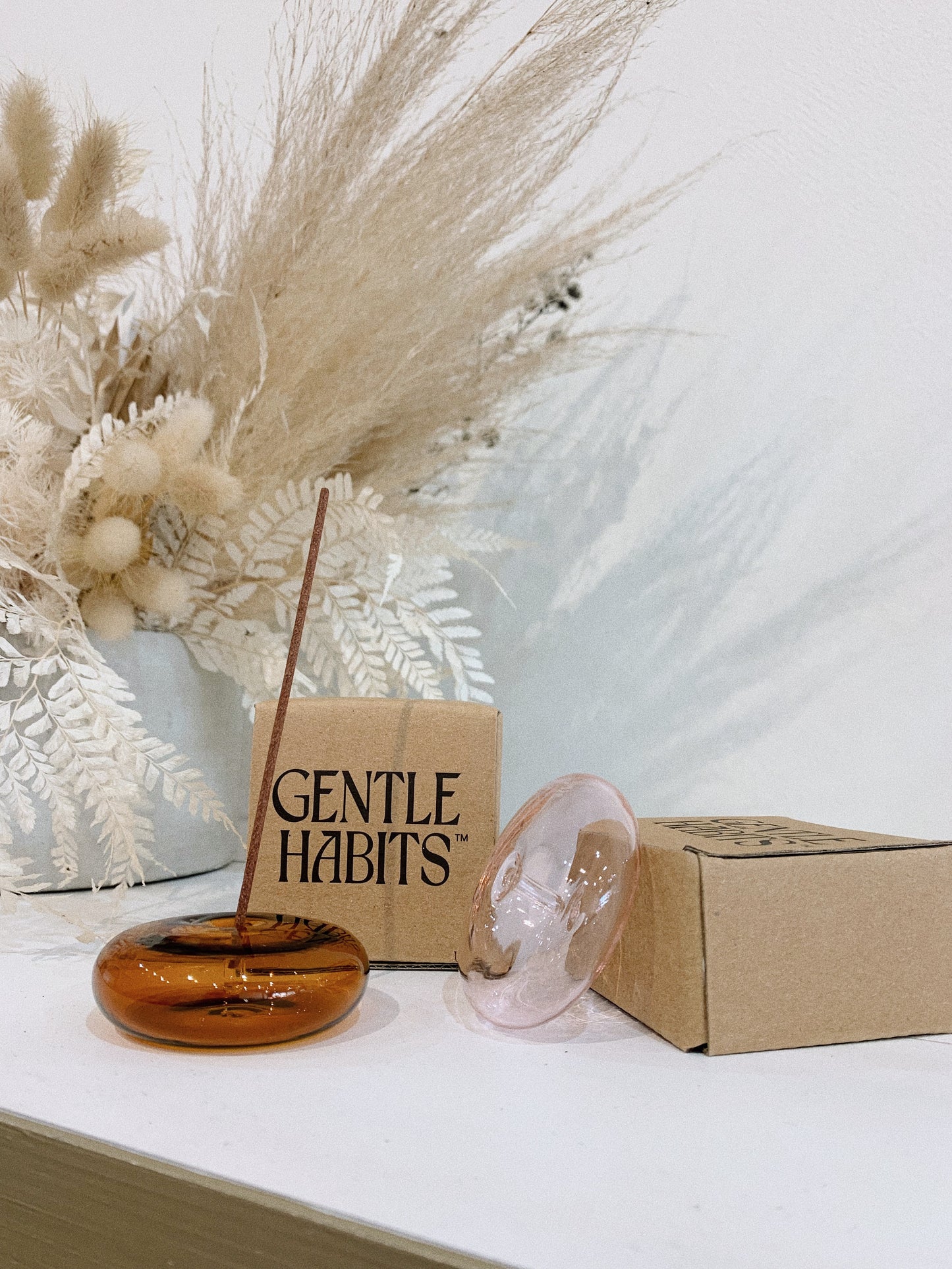Amber Glass Incense Holder