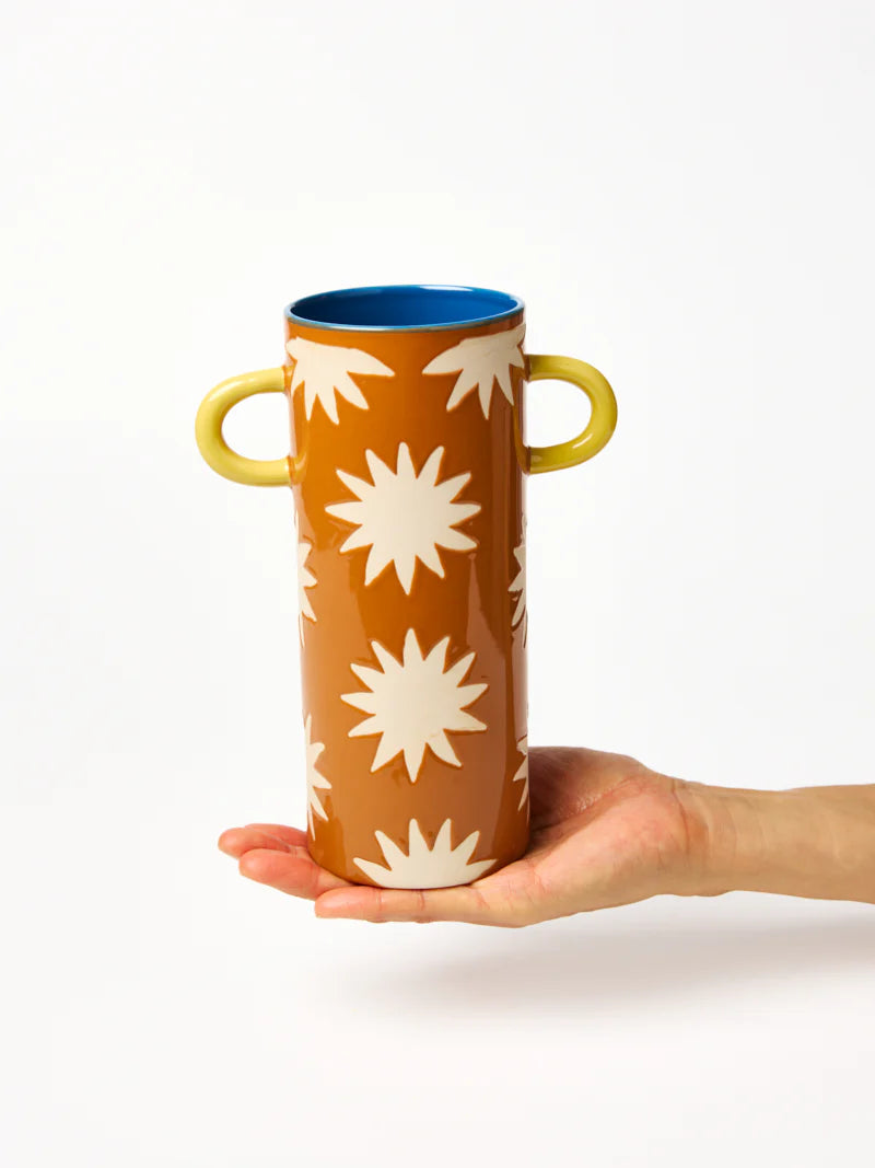 JONES AND CO - GRIFFE TALL VASE MUSTARD STAR