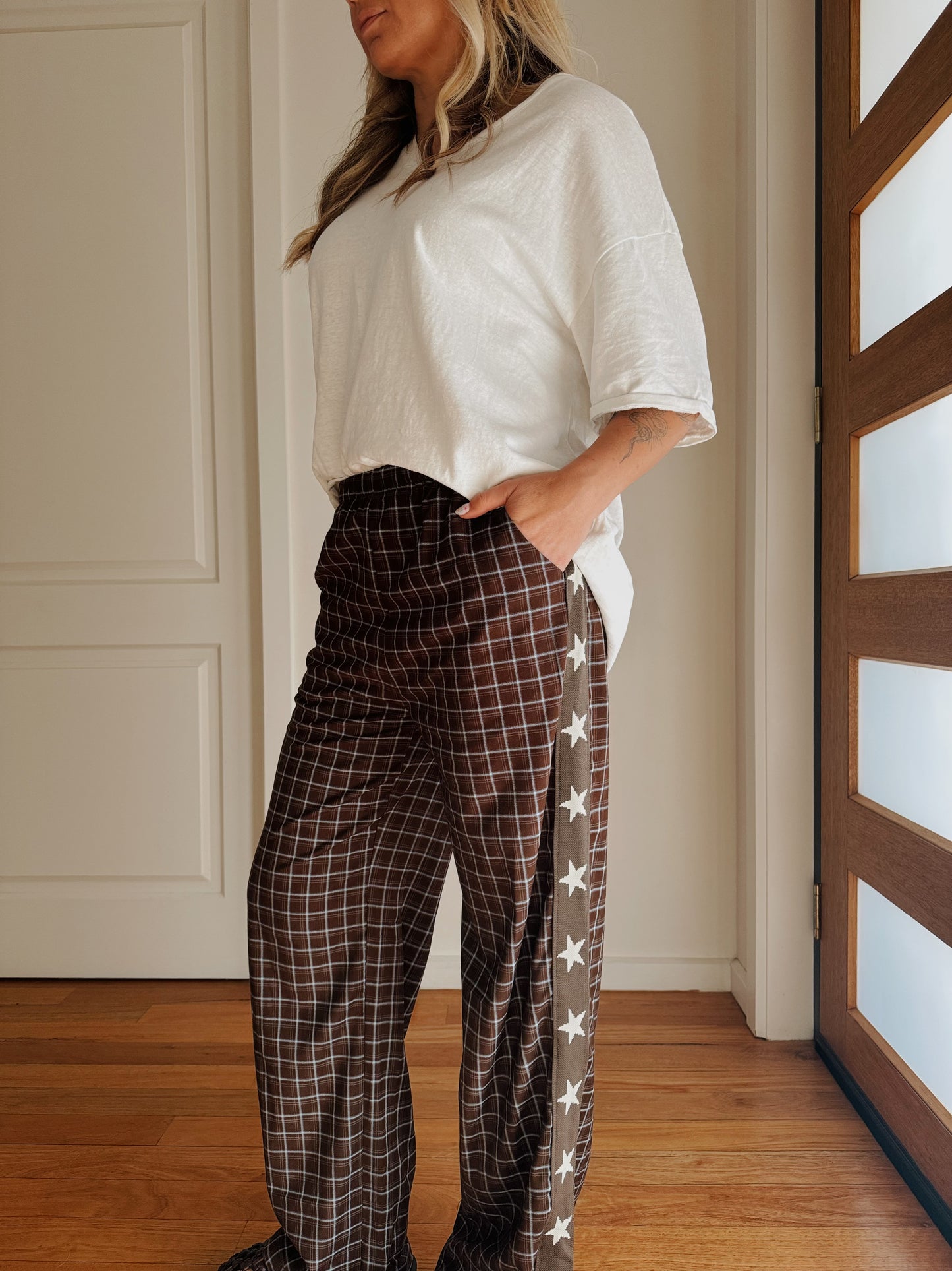 Star Gingham Racer Pant