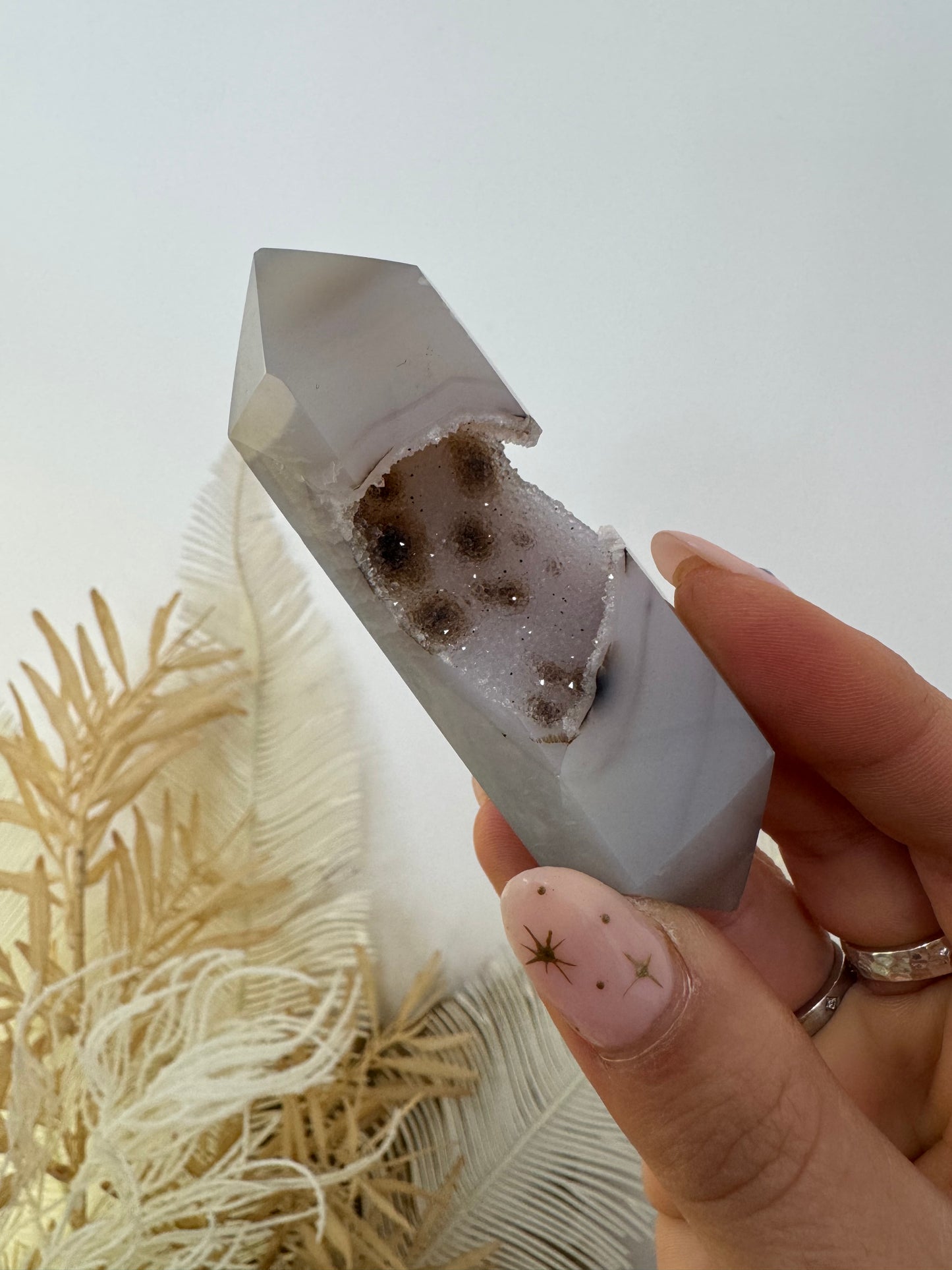 Agate Druzy double terminated points