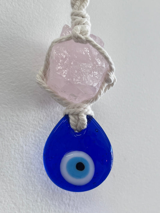 Rose Quartz and Evil Eye Hangers