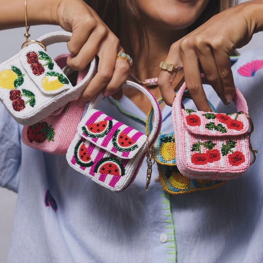 Mini Beaded handbag keychain