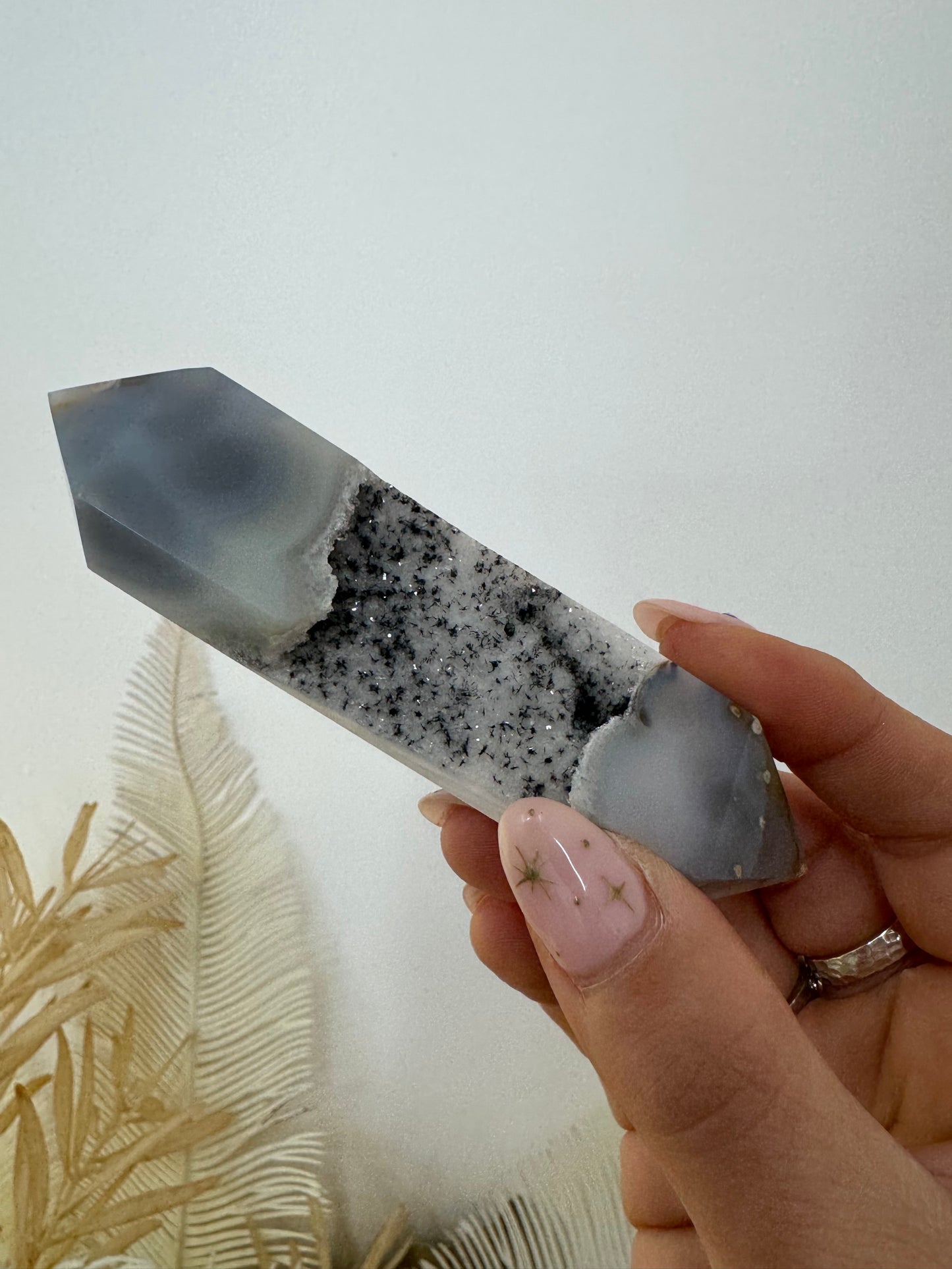 Agate Druzy double terminated points