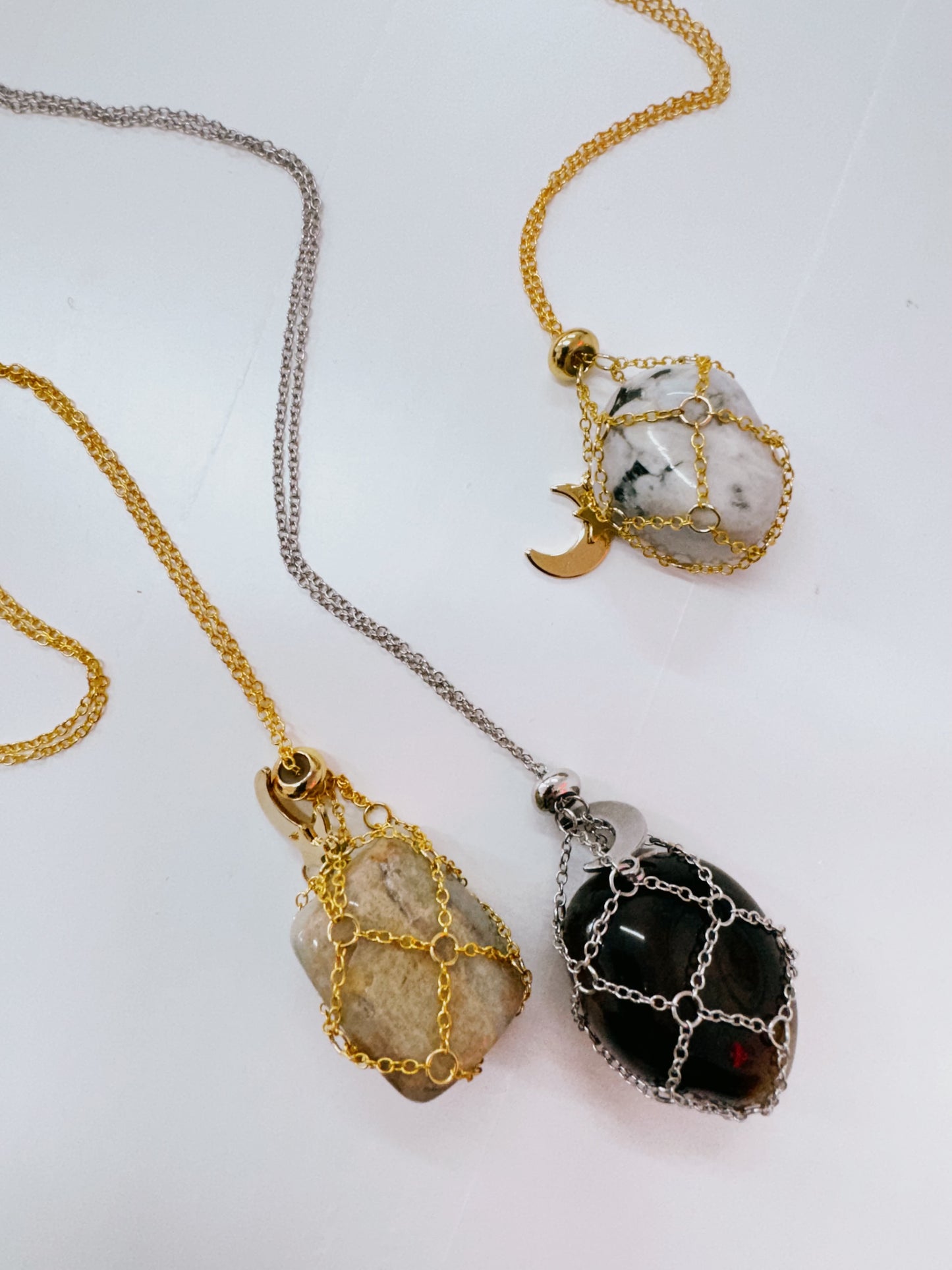 Crystal cage - moon/star gold and silver