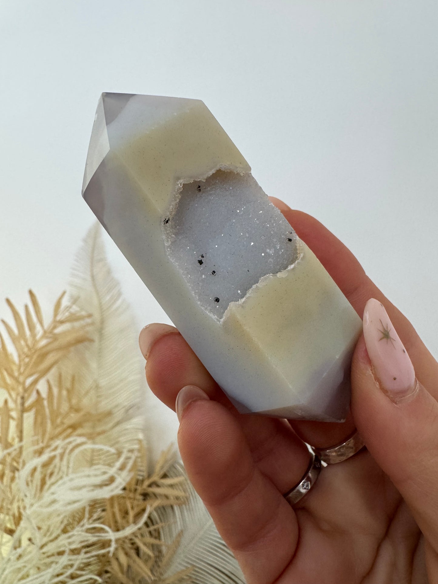 Agate Druzy double terminated points