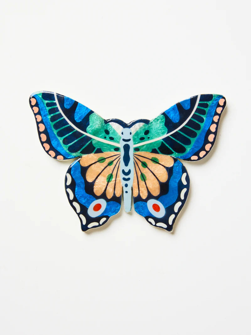 JONES AND CO CANOPY BUTTERFLY BLUE GREEN WALL ART