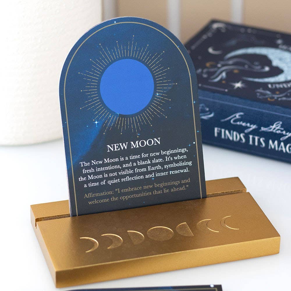 Moon phase cards with wooden stand
