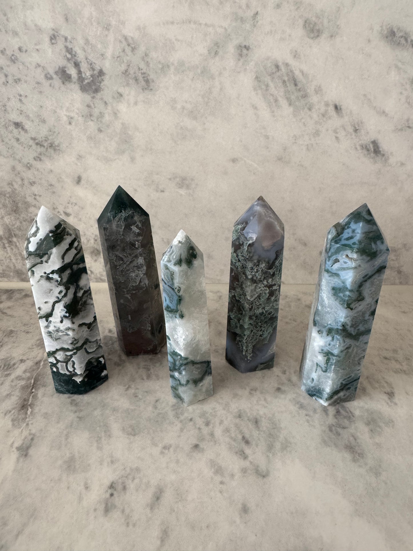 Green Moss Agate Towers