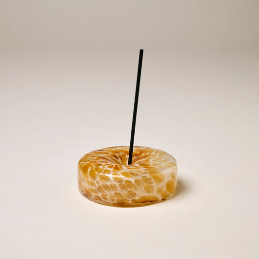 Glass Incense Holder - Brown Marble