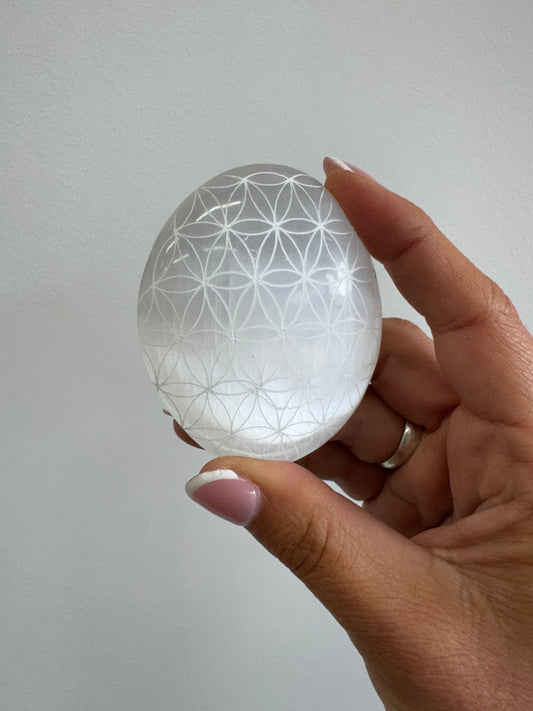 Selenite Palm Stone