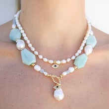 Amazonite, Quartz and Pearl Necklace