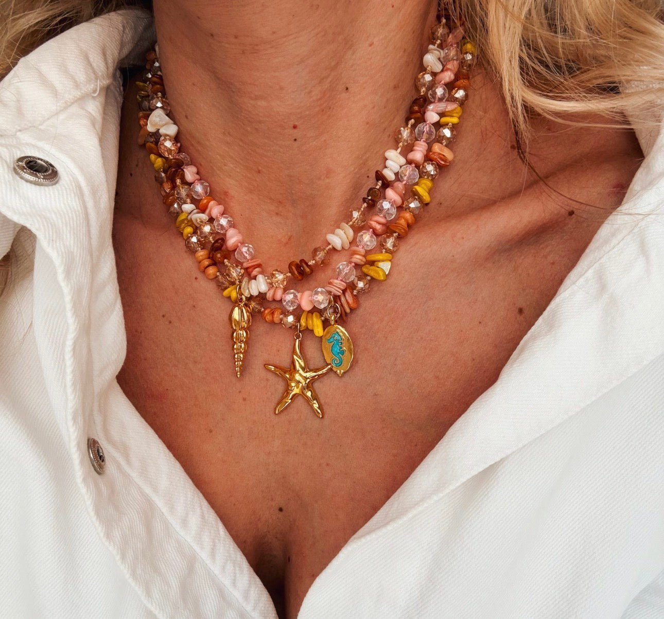 Semiprecious beaded necklaces