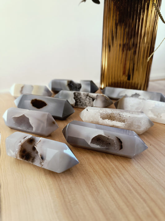 Agate Druzy double terminated points