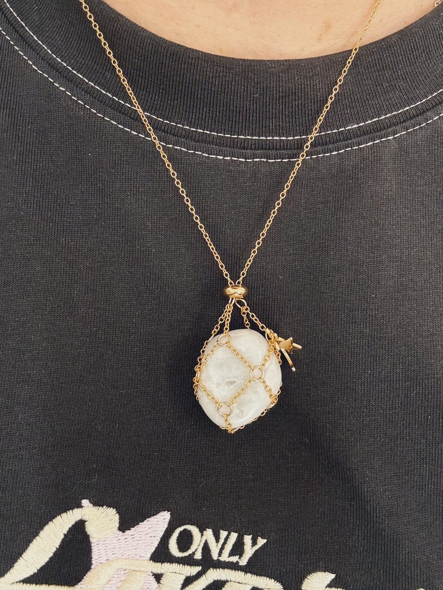 Crystal cage - moon/star gold and silver
