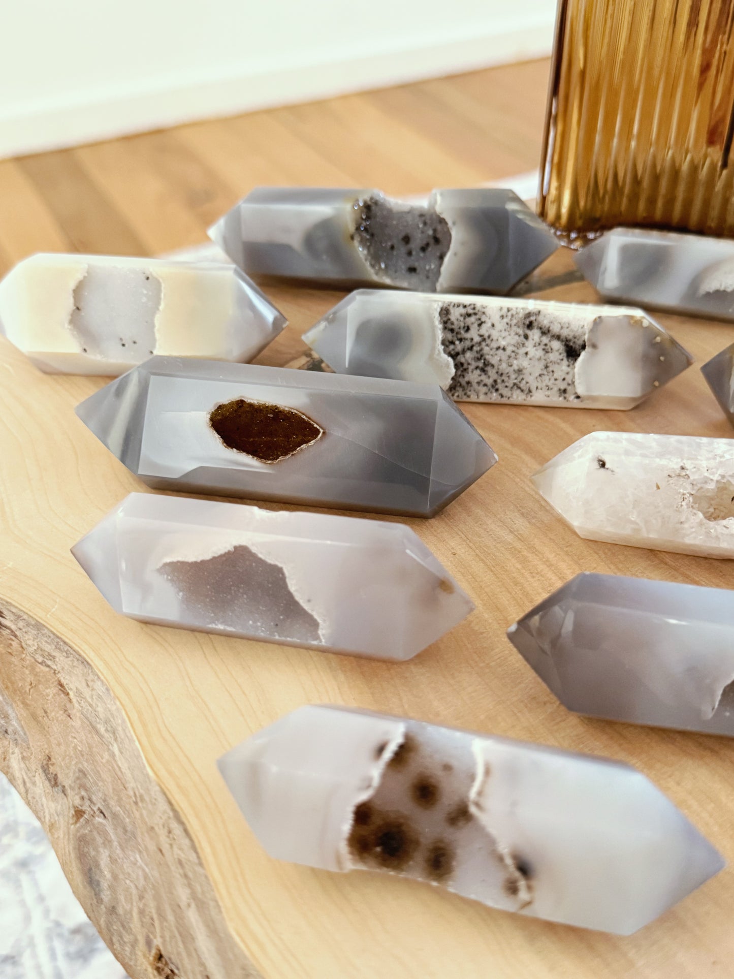 Agate Druzy double terminated points