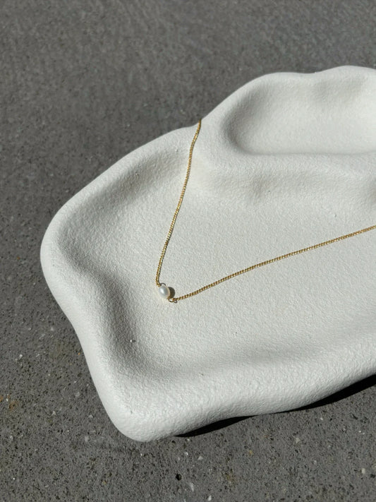 Single Pearl Necklace - sterling silver & 18k gold plated