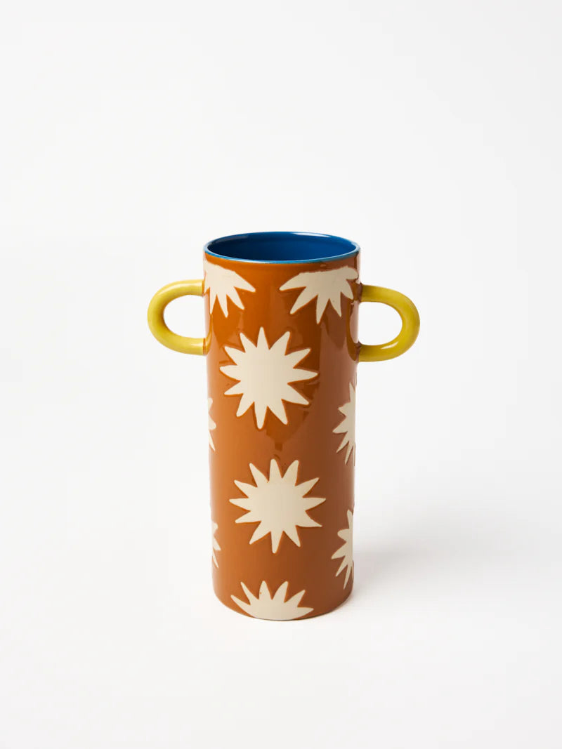 JONES AND CO - GRIFFE TALL VASE MUSTARD STAR