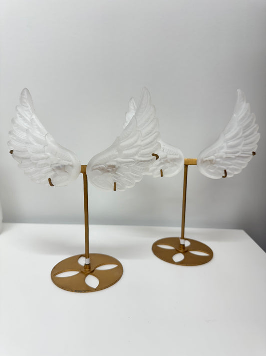 Selenite Angel Wings on stand