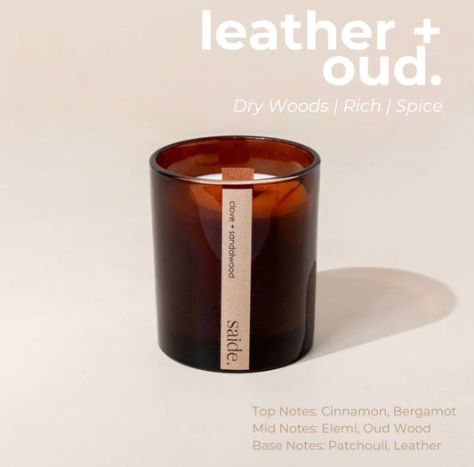 Saide - Amber wood wick candle - Leather + Oud