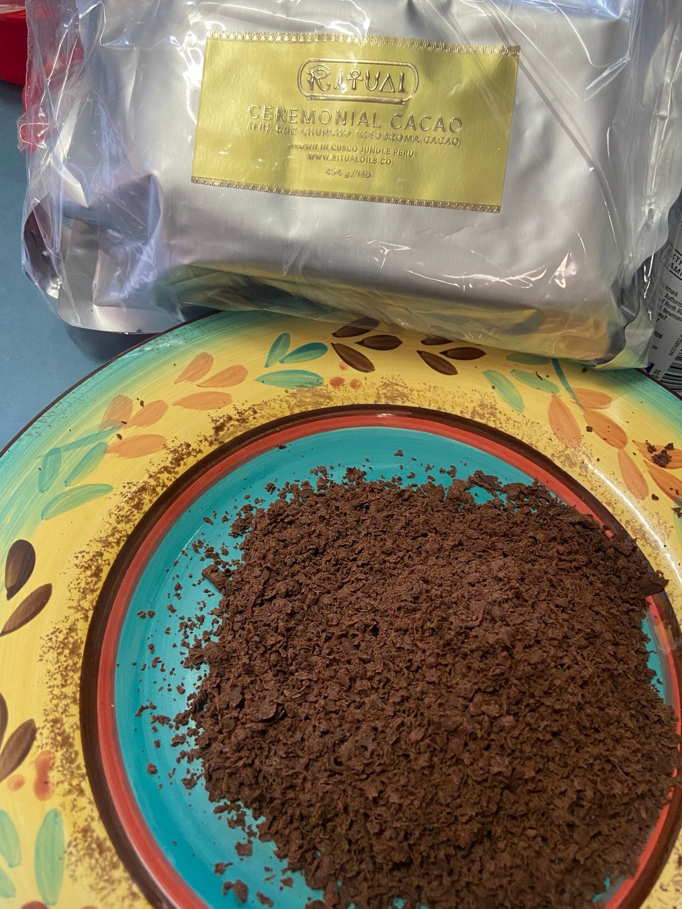 1 LB Ceremonial Cacao Block + 1 Pack of Blue Lotus Flowers bundle