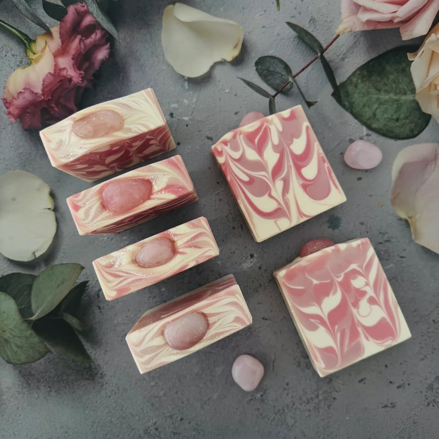 Luxury Artisanal Handmade Soap - Rose Quartz with Silk