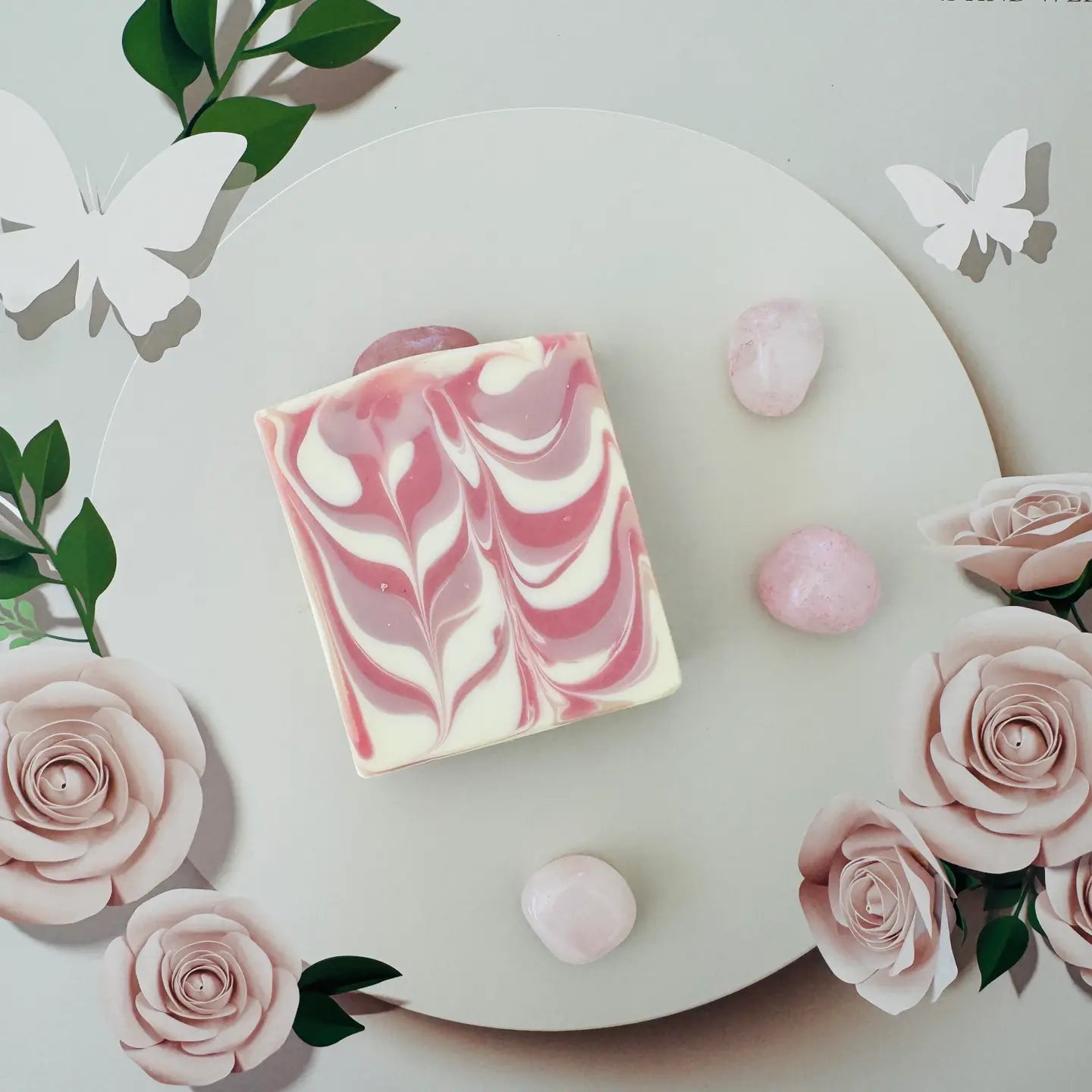 Luxury Artisanal Handmade Soap - Rose Quartz with Silk