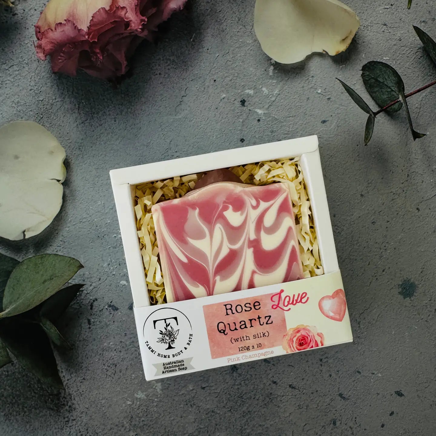Luxury Artisanal Handmade Soap - Rose Quartz with Silk