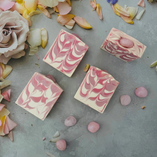 Luxury Artisanal Handmade Soap - Rose Quartz with Silk
