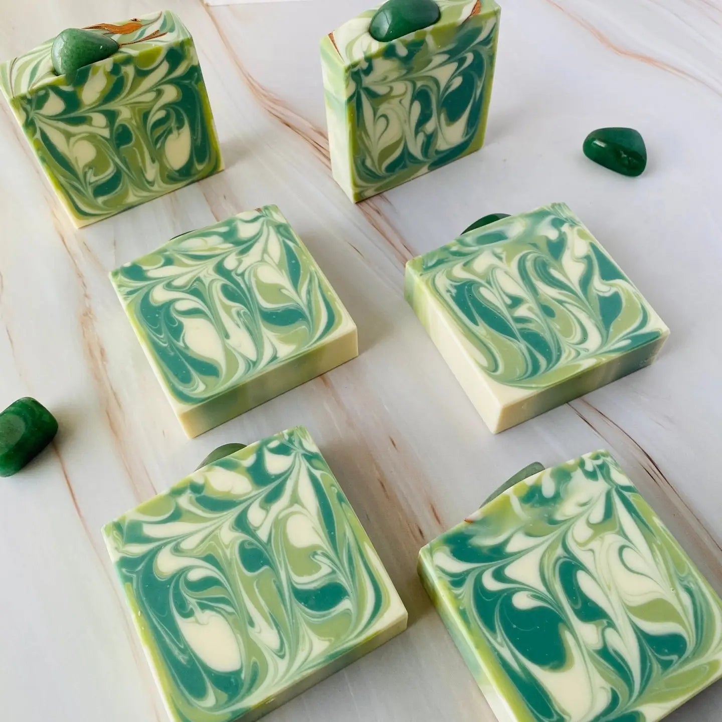 Luxury Artisan Handmade Soap -Adventurine Gemstone with Silk