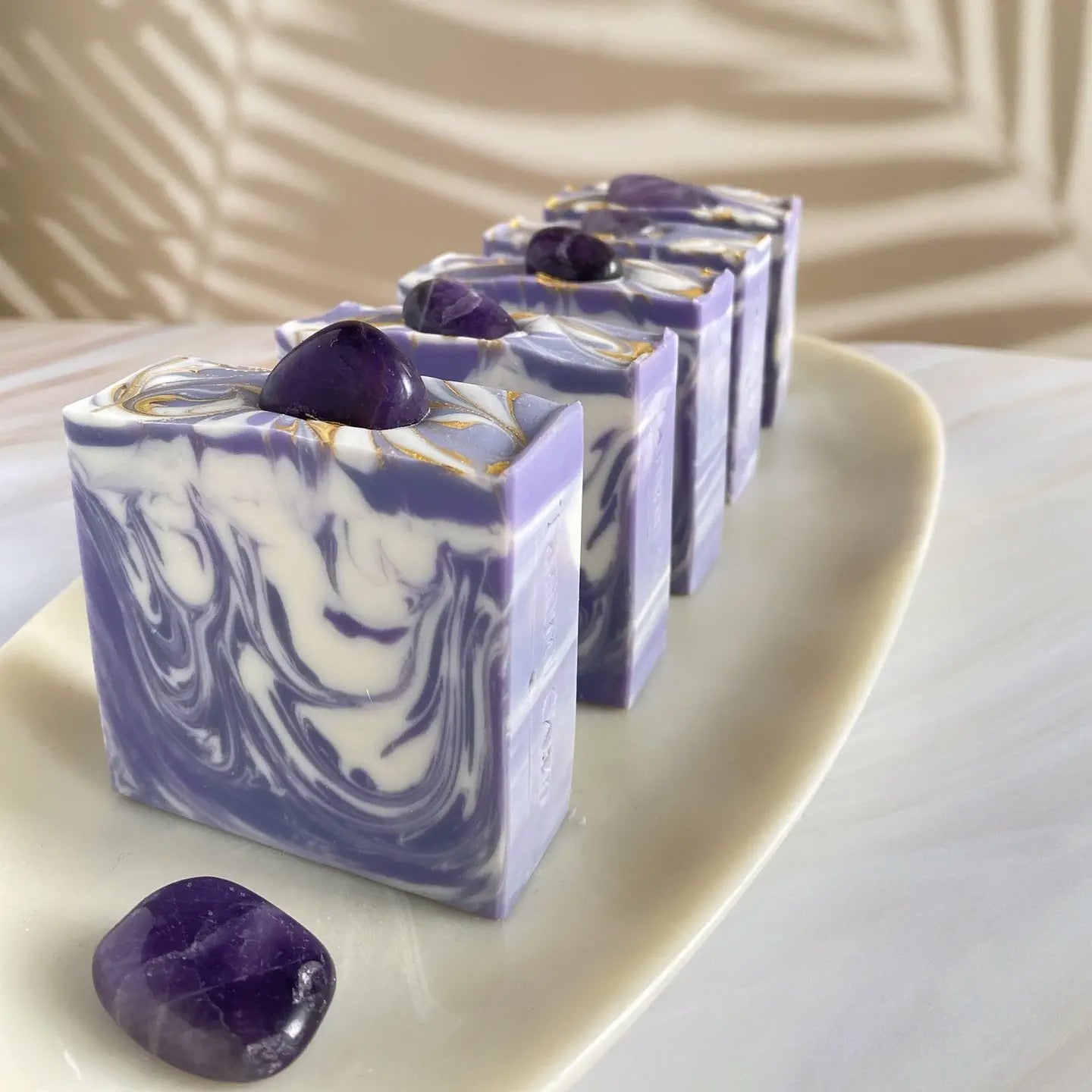 Luxury Artisanal Handmade Soap - Amethyst Gemstone with Silk