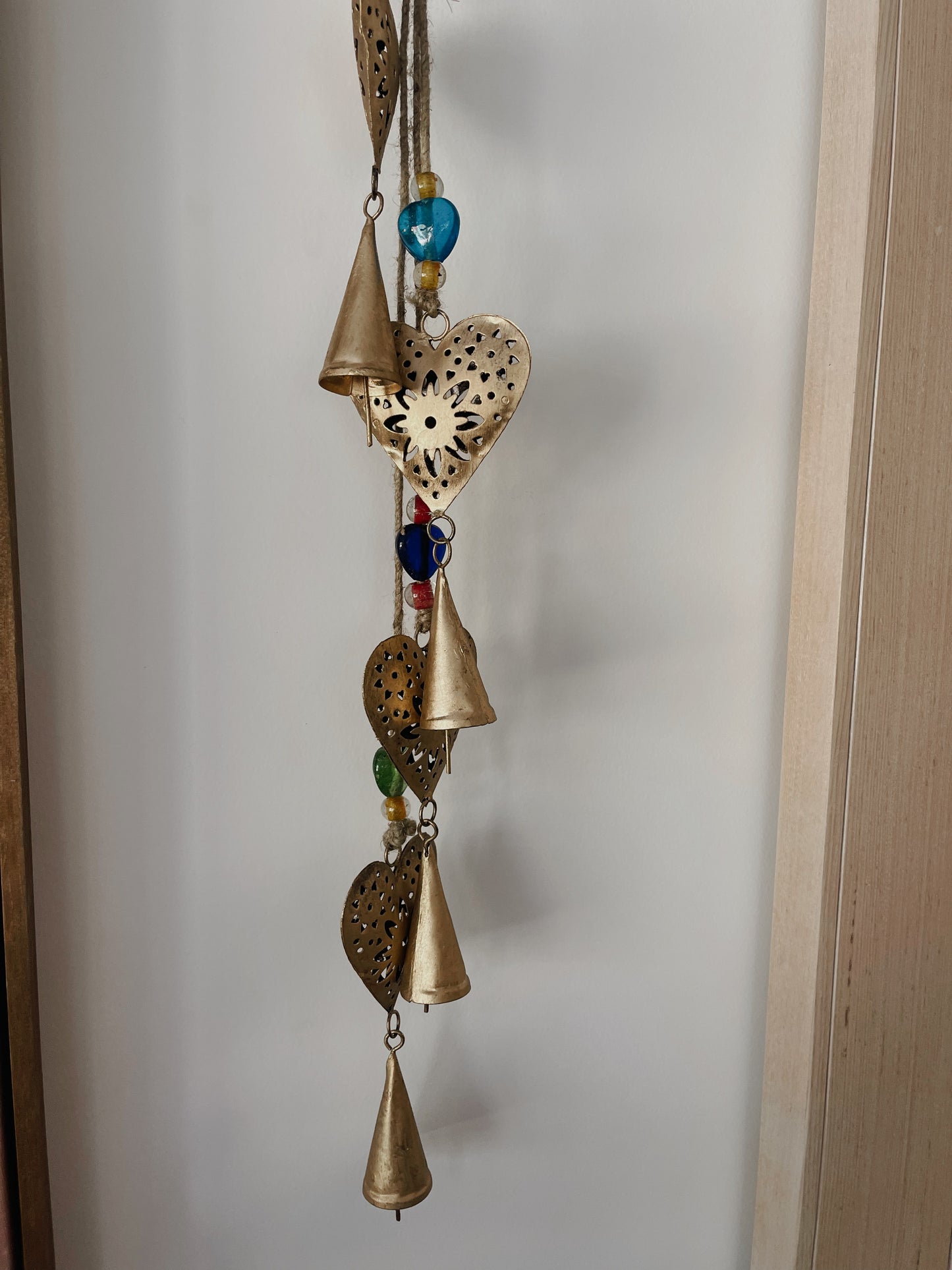 Heart Iron Wind Chime with glass beads