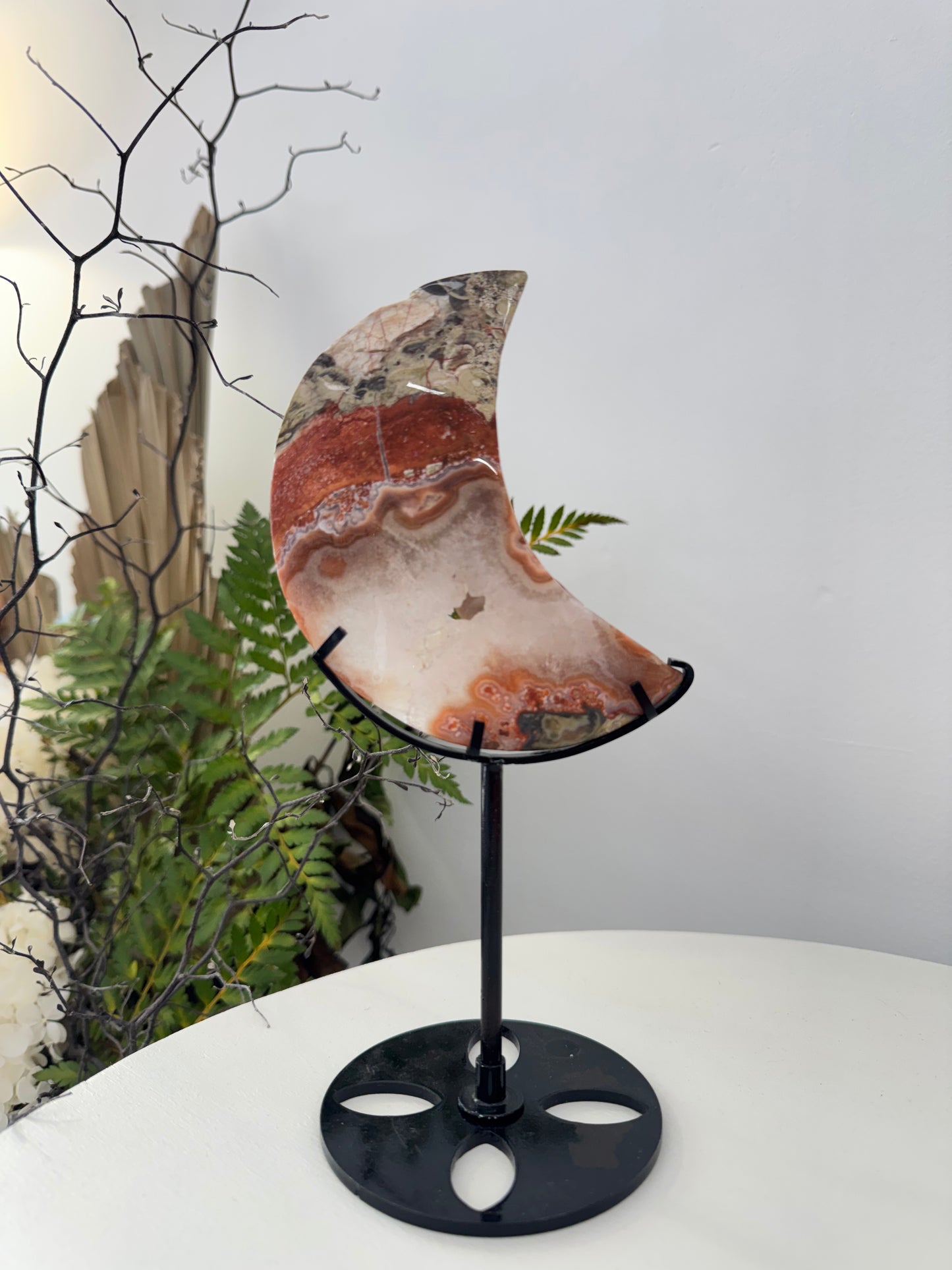 Money Agate Moon on stand