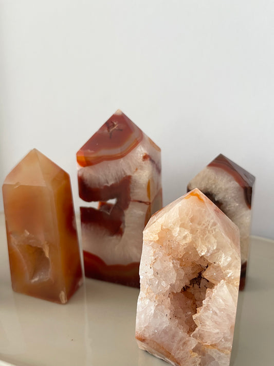 Carnelian Agate Druzy Points - LARGE