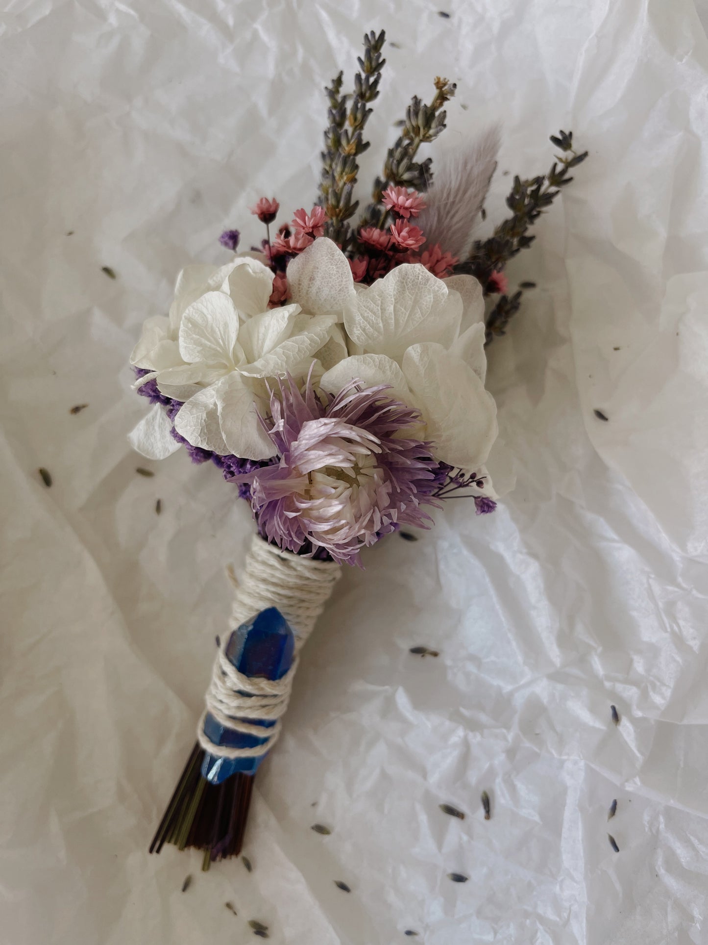 Dried Flower Wand with Crystal