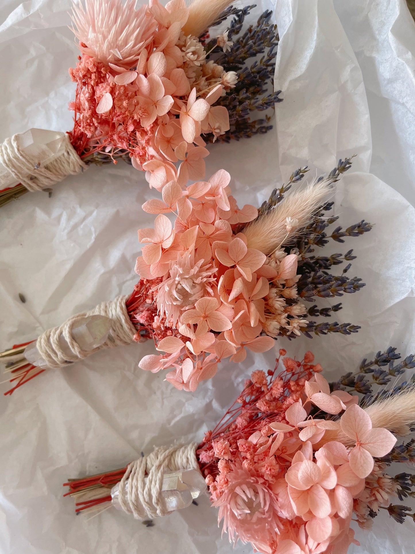 Dried Flower Wand with Crystal