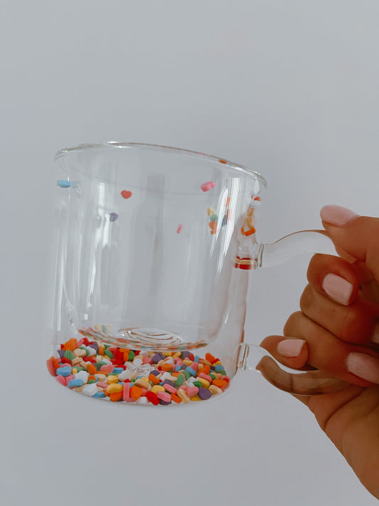 Confetti Mug - Clear & Pink