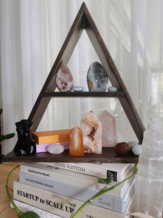 Wooden Crystal Pyramid Shelf