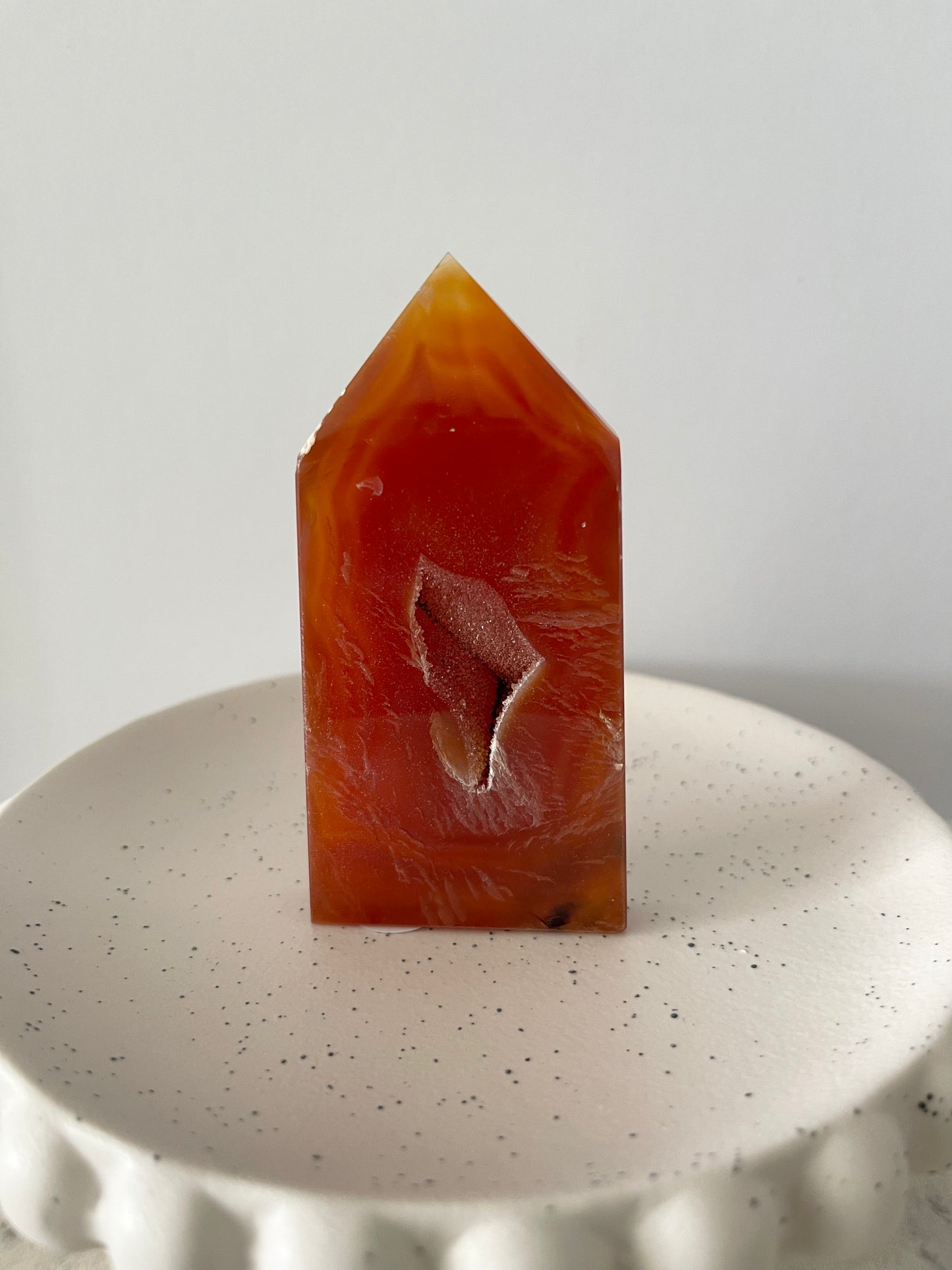 Carnelian Agate Druzy Point - MEDIUM