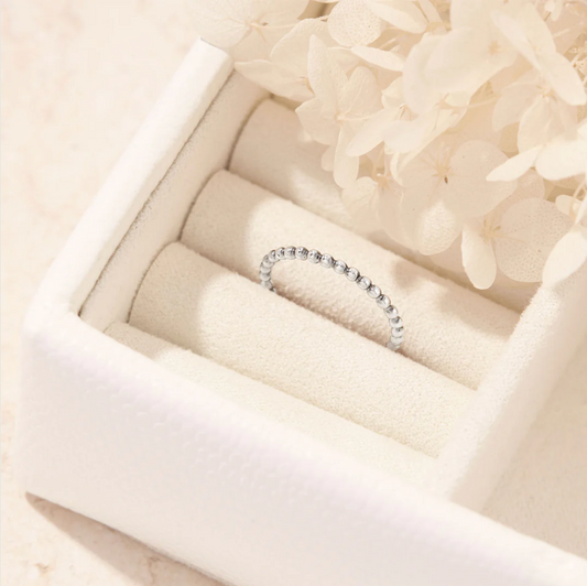 Dainty Beaded ring - Silver